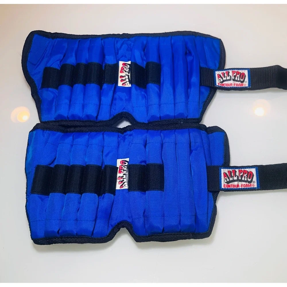 All Pro Weight Adjustable Ankle Weights 10 lb Pair Blue Model 400 Contour-Foam